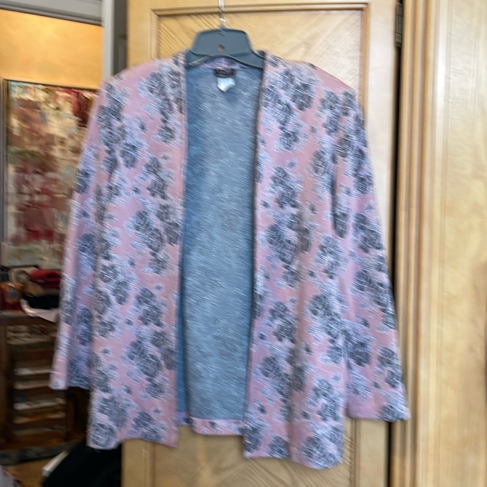 Vintage Lori of California pink and silver metallic blazer jacket med
